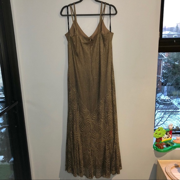 Joesph Ribkoff Gold Metallic Long Lace Dress - Picture 9 of 13